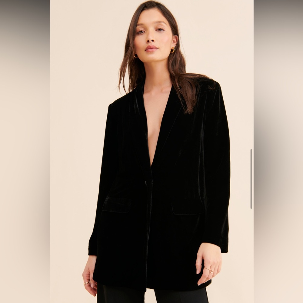 Anthropologie Endless Rose Black Velvet Blazer